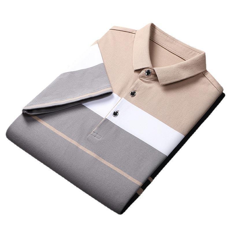 Cotton Striped Stitching Polo Shirt
