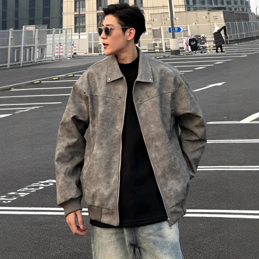 Men's Loose Suede Fabric Jacket